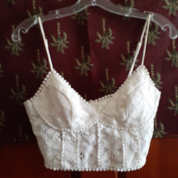 Musette Boho Lace Crop Top Summer Solstice Festival Metal Zipper Closure S - Picture 3 of 12